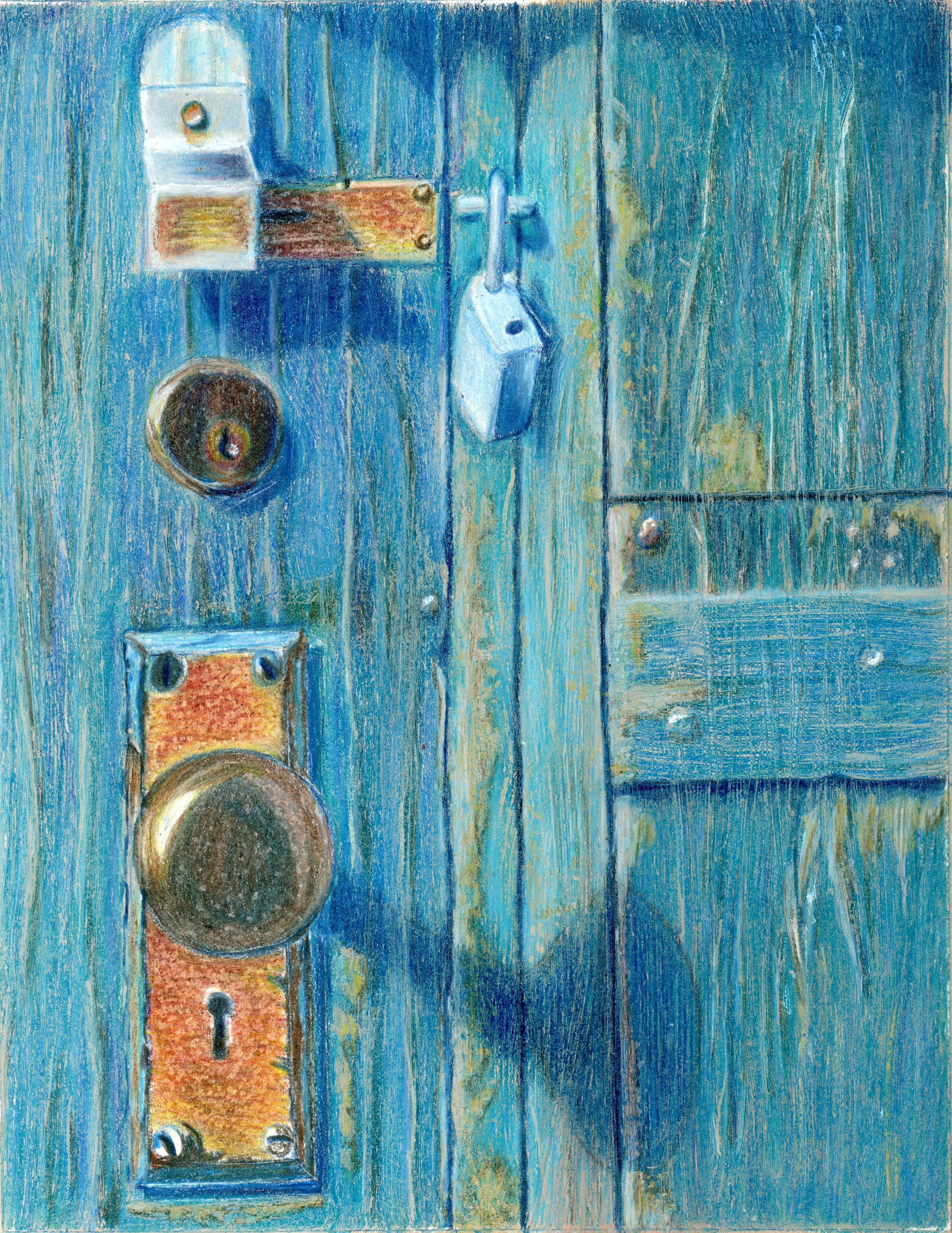 The Old Barn Door mixed media by MVSpence